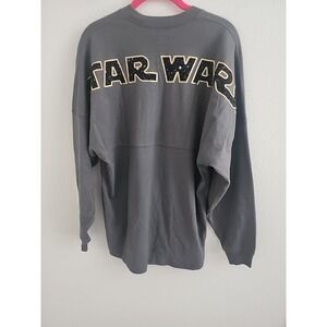 Disney Star Wars Spirit Jersey Tee Grey‎ & Gold T-Shirt Long Sleeve Size Small